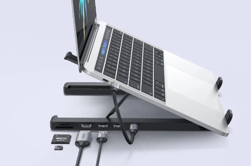 绿联海外众筹 X-Kit 折叠笔记本支架:集成 Type-C 扩展坞,仅重 283g