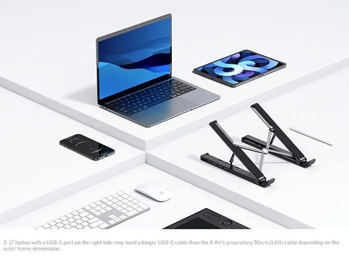 绿联海外众筹 X-Kit 折叠笔记本支架:集成 Type-C 扩展坞,仅重 283g
