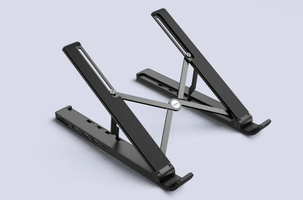 绿联海外众筹 X-Kit 折叠笔记本支架:集成 Type-C 扩展坞,仅重 283g