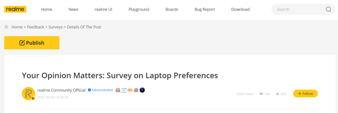 realme 发布调查问卷,有望推出首款笔记本电脑