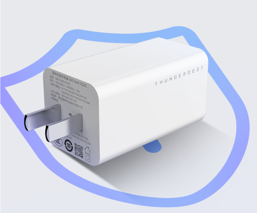 雷神发布 65W 双口氮化镓充电器:配 1.5m 数据线,169 元